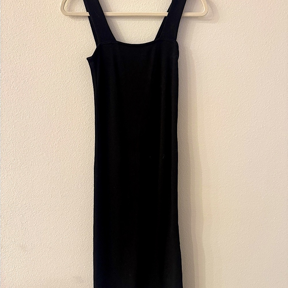 Old Navy Black Sheath Midi Dress with Square Neckline